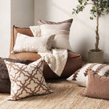 LN Bikram Ivory/Mocha Cream 22x22 Throw Pillow (Set of 2) by Classic Home at Eve Furniture