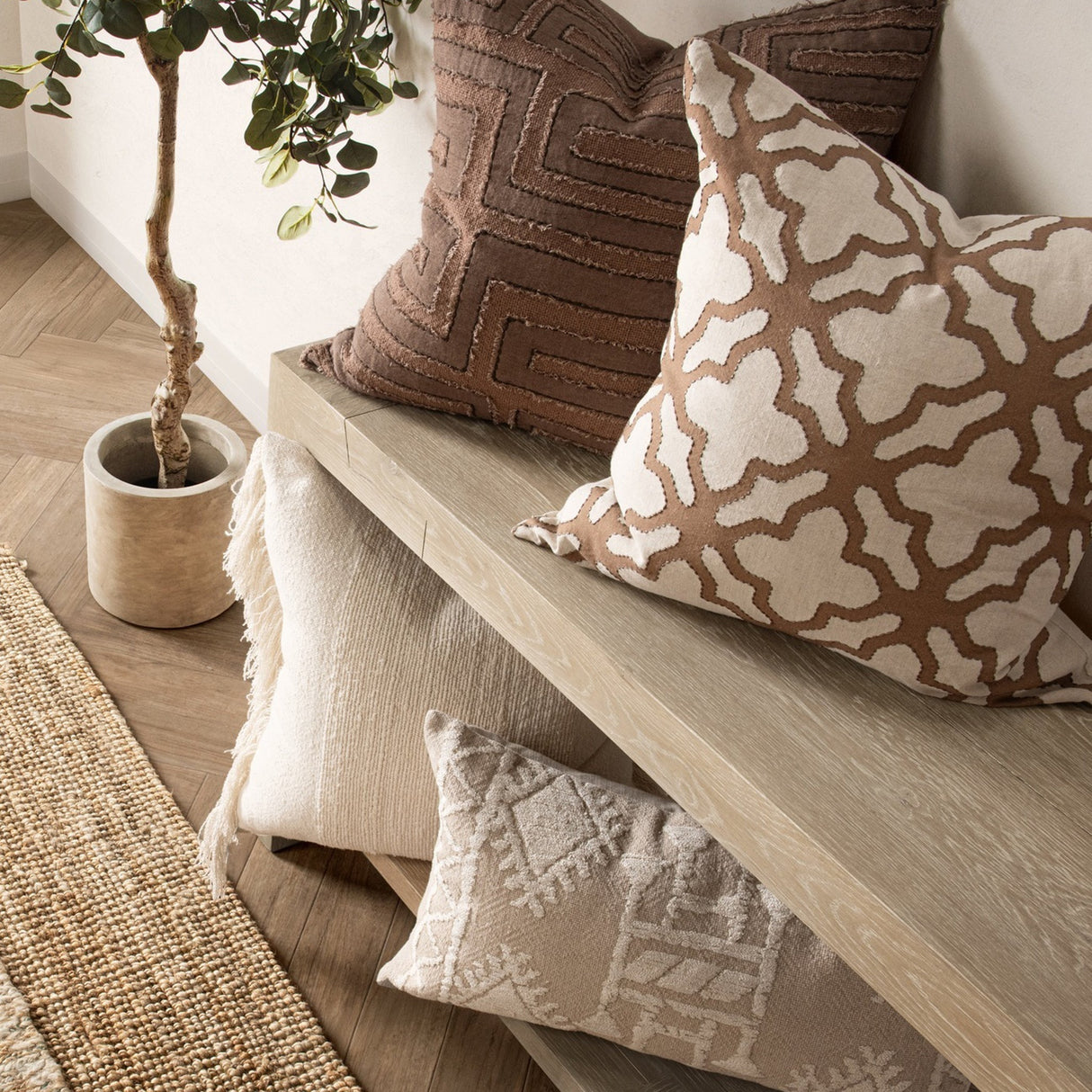LN Mullan Frothed Brown 22x22 Throw Pillow (Set of 2) by Classic Home at Eve Furniture