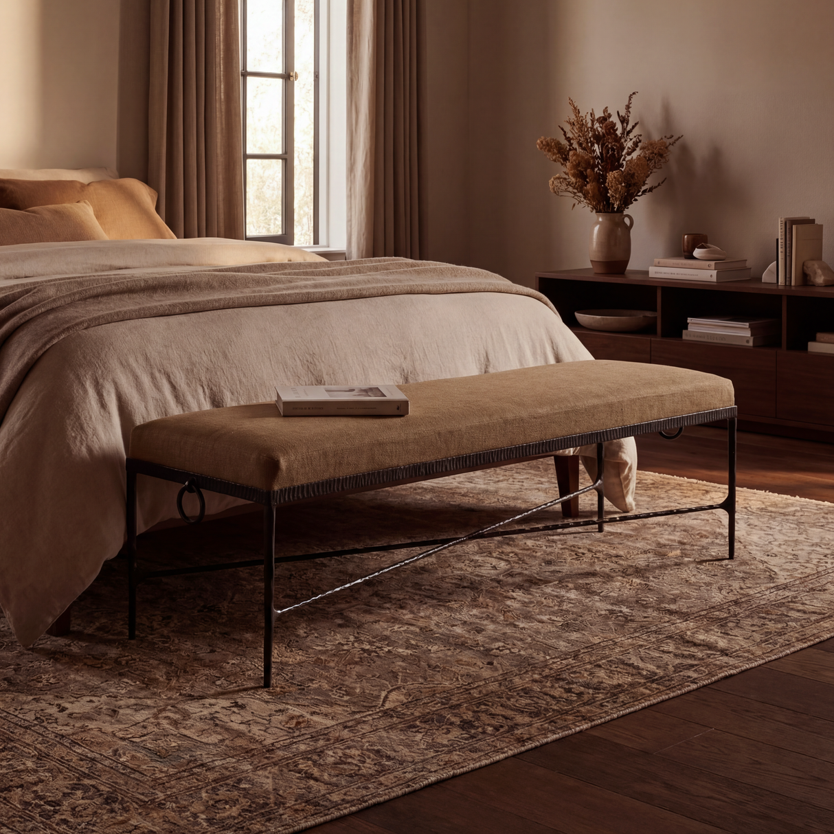 Loam Hammered Bench by Co.House Designs at Eve Furniture