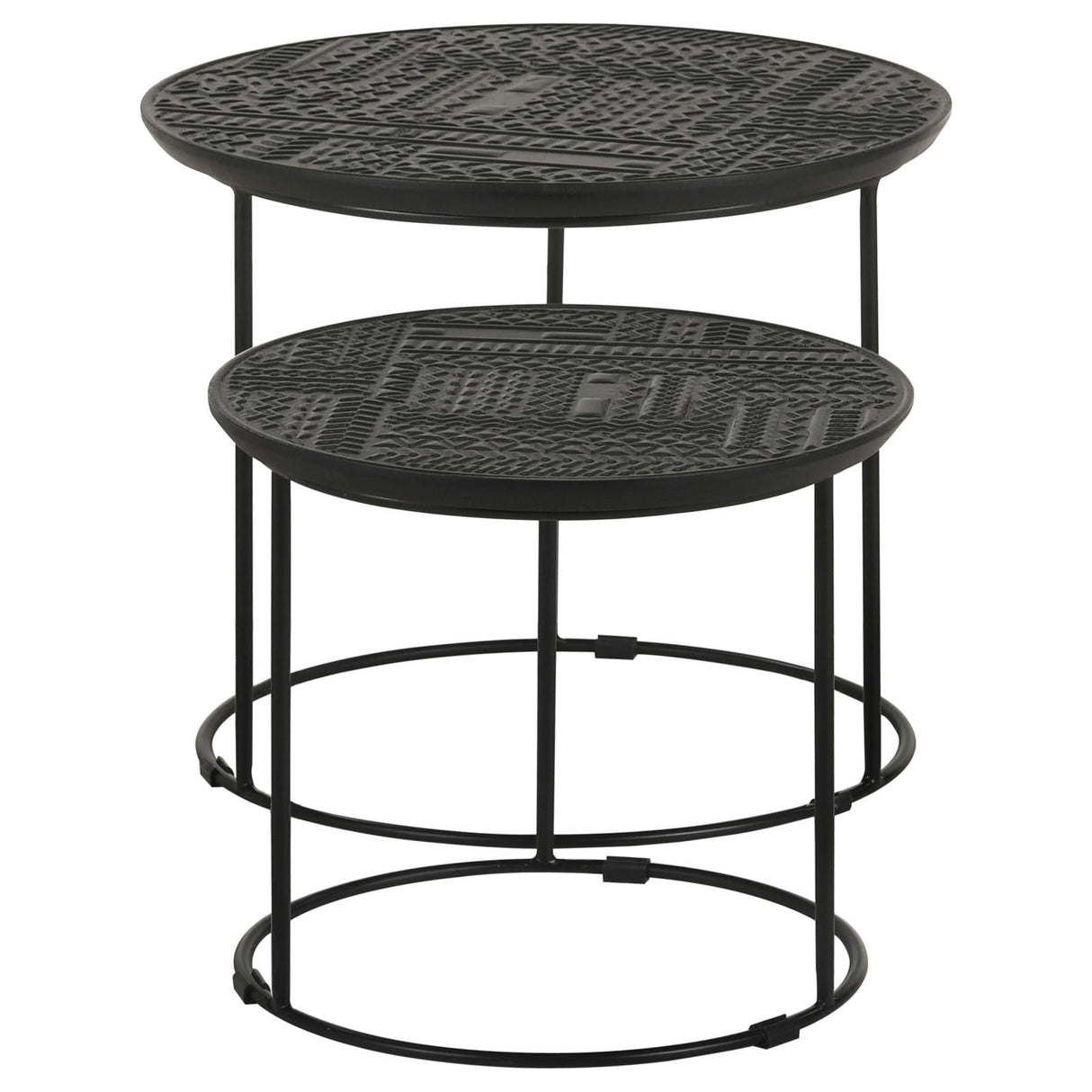 Loannis 2-Piece Round Nesting Table Matte Black