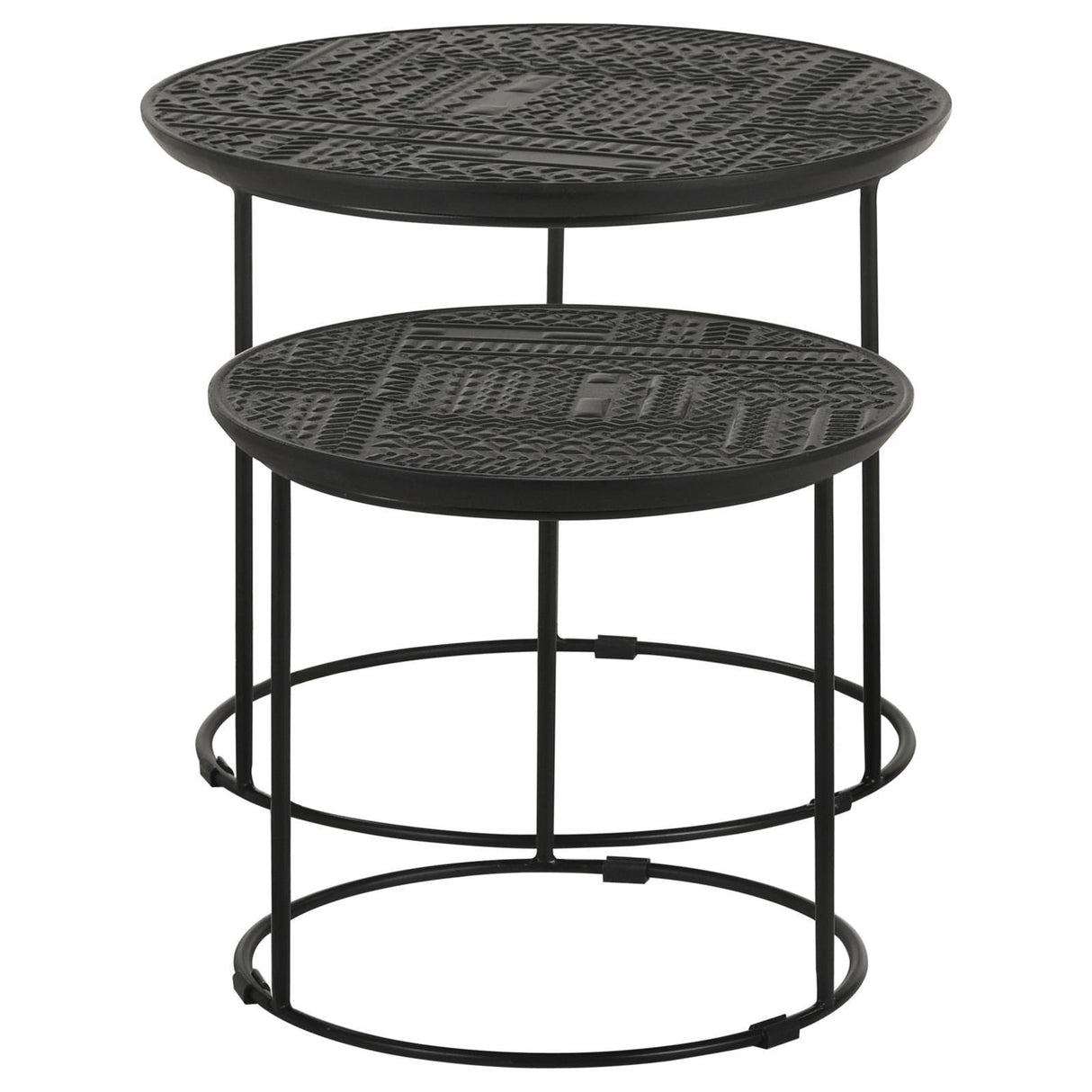 Loannis Matte Black 2-Piece Round Nesting Table by Coaster at Eve Furniture