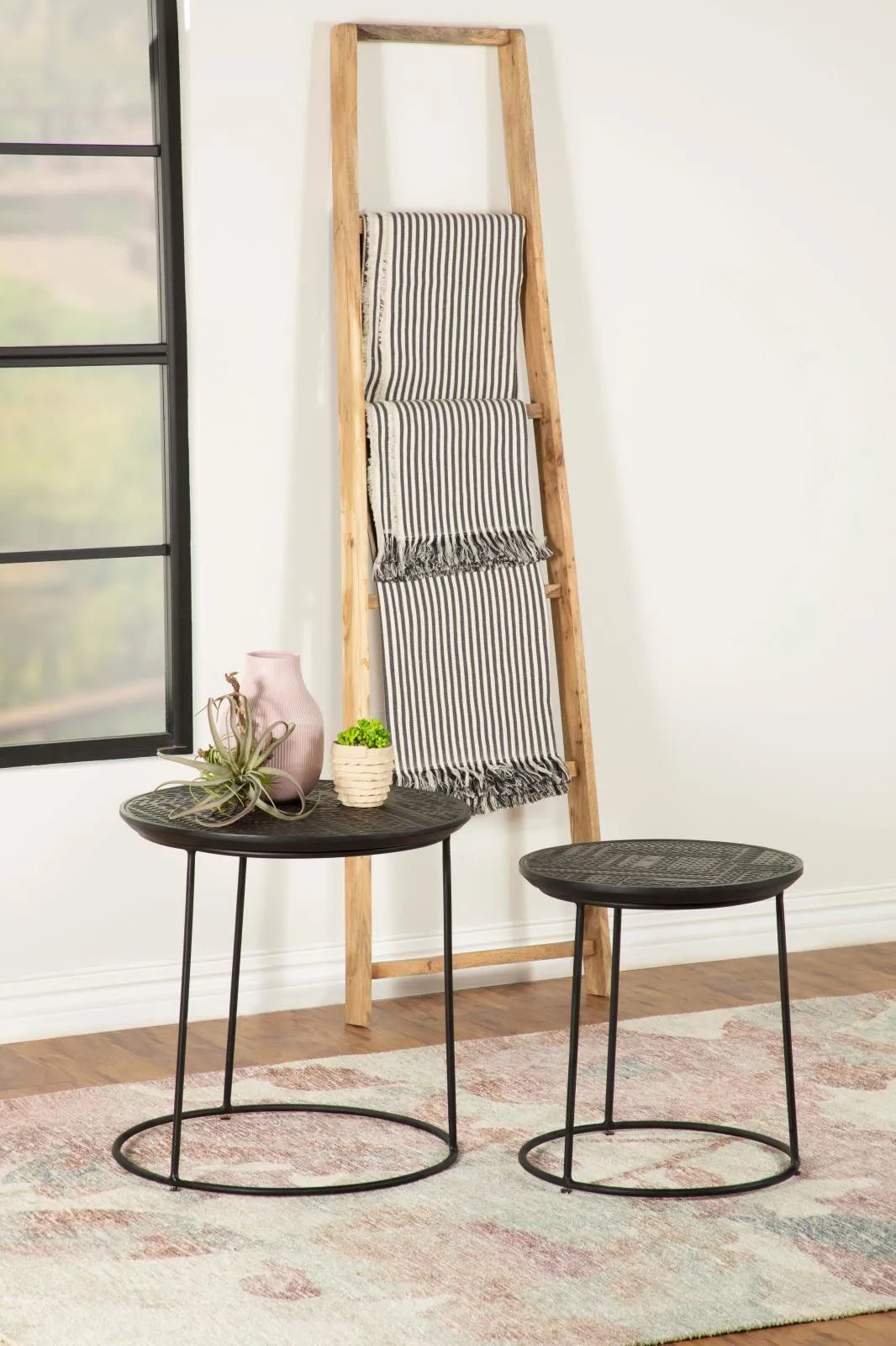 Loannis Matte Black 2-Piece Round Nesting Table by Coaster at Eve Furniture