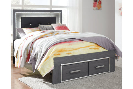 Lodanna Gray Full LED Upholstered Storage Panel Bed by Ashley at Eve Furniture
