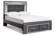 Lodanna Gray Full LED Upholstered Storage Panel Bed by Ashley at Eve Furniture