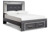 Lodanna Gray Full LED Upholstered Storage Panel Bed by Ashley at Eve Furniture