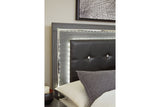Lodanna Gray King LED Upholstered Panel Bed by Ashley at Eve Furniture