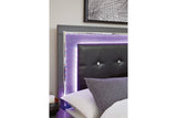 Lodanna Gray King LED Upholstered Panel Bed by Ashley at Eve Furniture