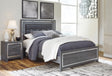 Lodanna Gray King LED Upholstered Platform Bed by Ashley at Eve Furniture