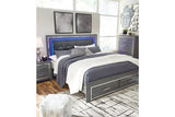 Lodanna Gray King LED Upholstered Storage Panel Bed by Ashley at Eve Furniture