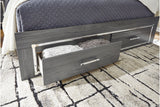 Lodanna Gray King LED Upholstered Storage Panel Bed by Ashley at Eve Furniture