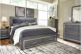 Lodanna Gray King LED Upholstered Storage Panel Bed by Ashley at Eve Furniture