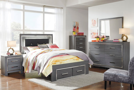 Lodanna Gray LED Storage Youth Panel Bedroom Set by Ashley at Eve Furniture