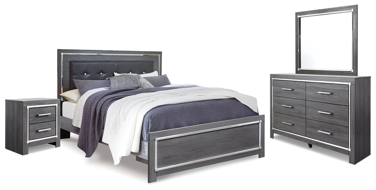 Lodanna Gray LED Upholstered Panel Bedroom Set by Ashley at Eve Furniture
