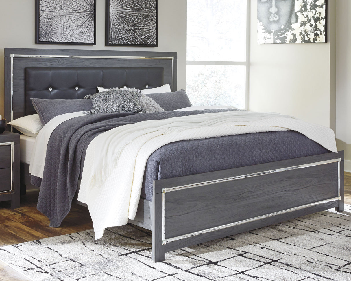 Lodanna Gray LED Upholstered Panel Bedroom Set by Ashley at Eve Furniture