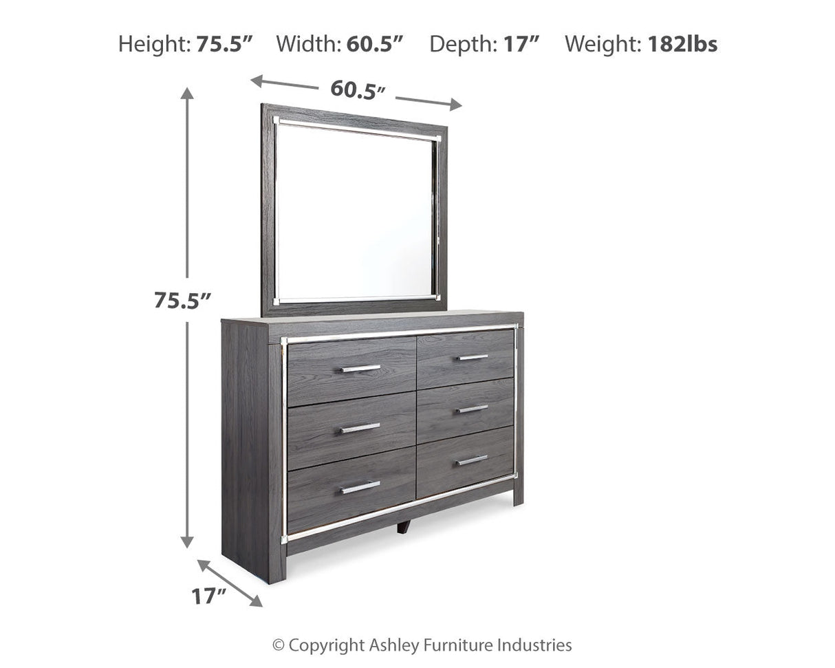 Lodanna Gray LED Upholstered Panel Bedroom Set by Ashley at Eve Furniture