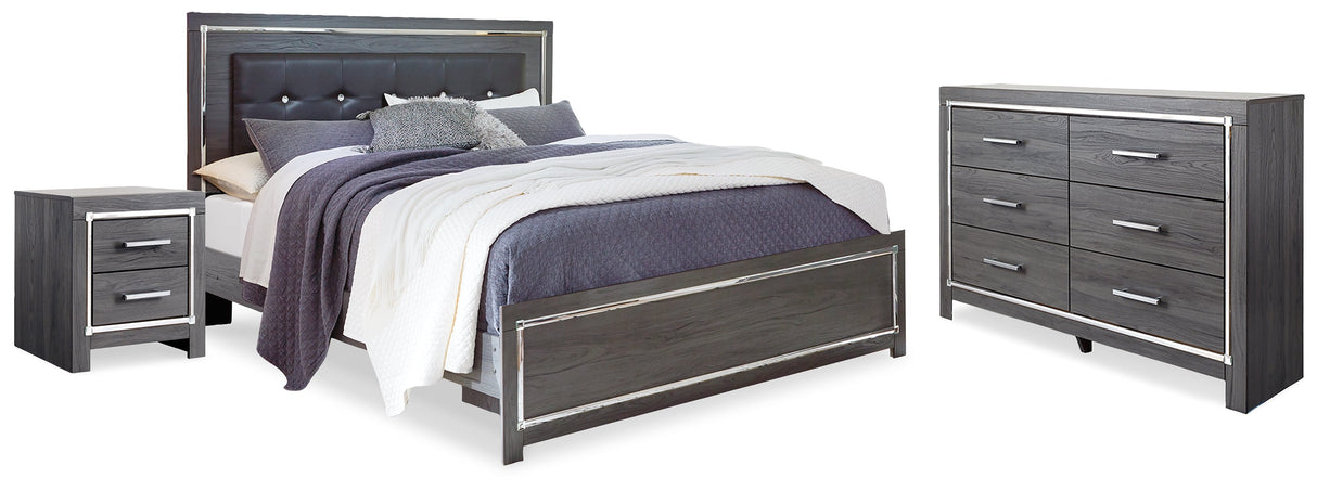 Lodanna Gray LED Upholstered Panel Bedroom Set by Ashley at Eve Furniture