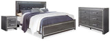 Lodanna Gray LED Upholstered Panel Bedroom Set by Ashley at Eve Furniture