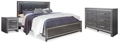 Lodanna Gray LED Upholstered Panel Bedroom Set by Ashley at Eve Furniture