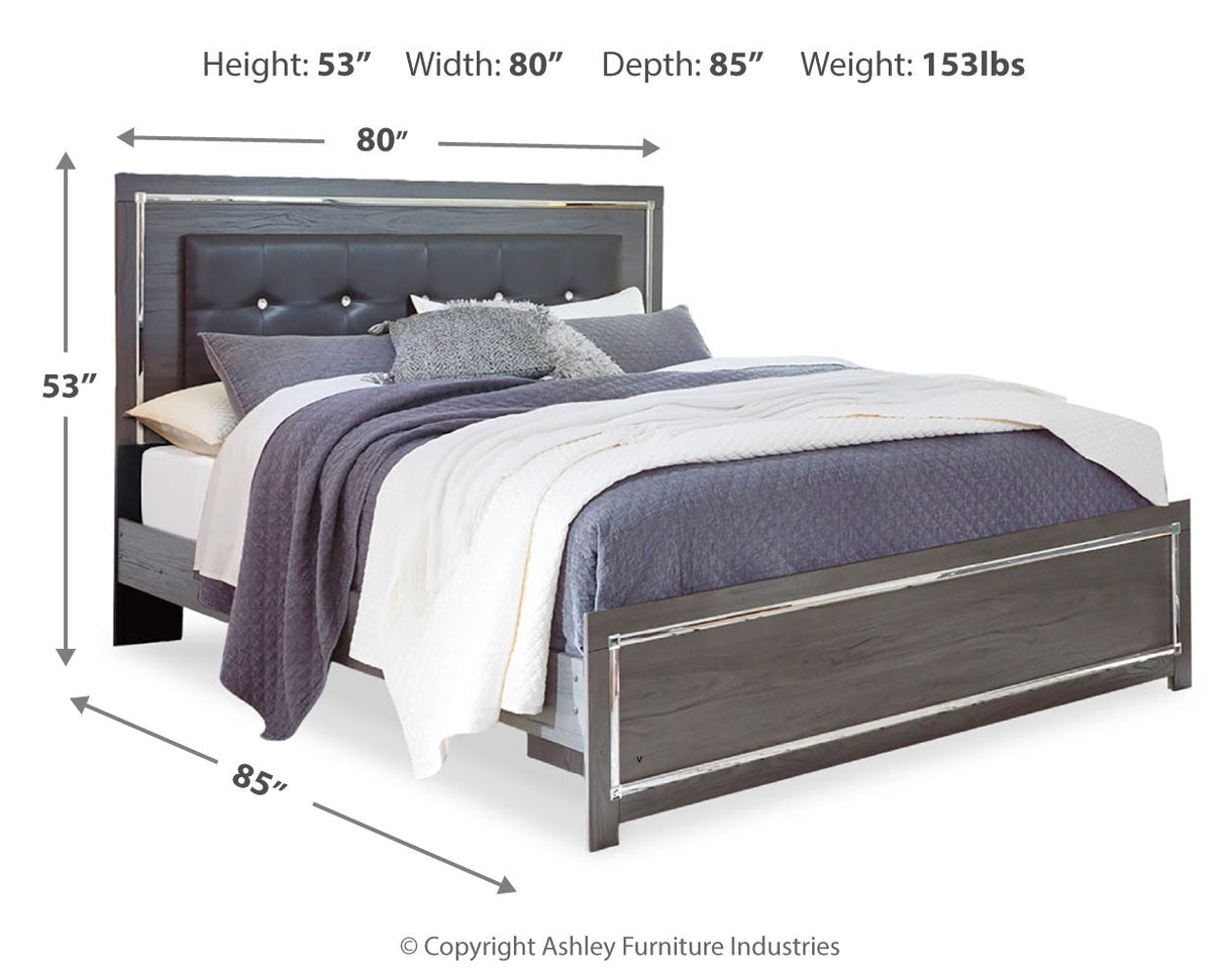 Lodanna Gray LED Upholstered Panel Bedroom Set by Ashley at Eve Furniture