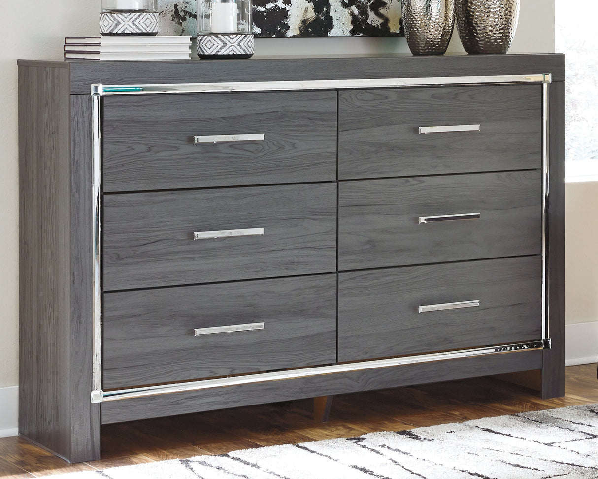Lodanna Gray LED Upholstered Panel Bedroom Set by Ashley at Eve Furniture
