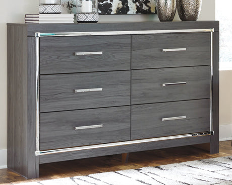 Lodanna Gray LED Upholstered Panel Bedroom Set by Ashley at Eve Furniture