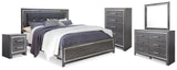 Lodanna Gray LED Upholstered Panel Bedroom Set by Ashley at Eve Furniture