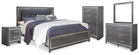 Lodanna Gray LED Upholstered Panel Bedroom Set by Ashley at Eve Furniture