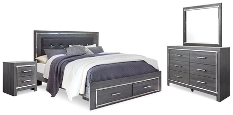Lodanna Gray LED Upholstered Panel Bedroom Set by Ashley at Eve Furniture