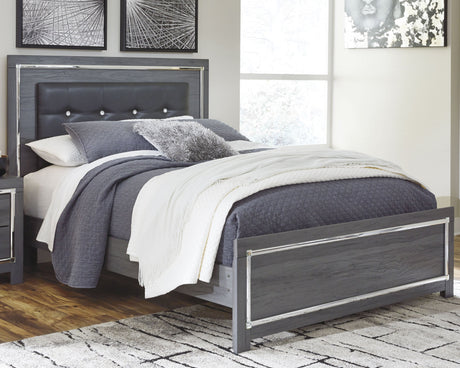 Lodanna Gray LED Upholstered Panel Bedroom Set by Ashley at Eve Furniture