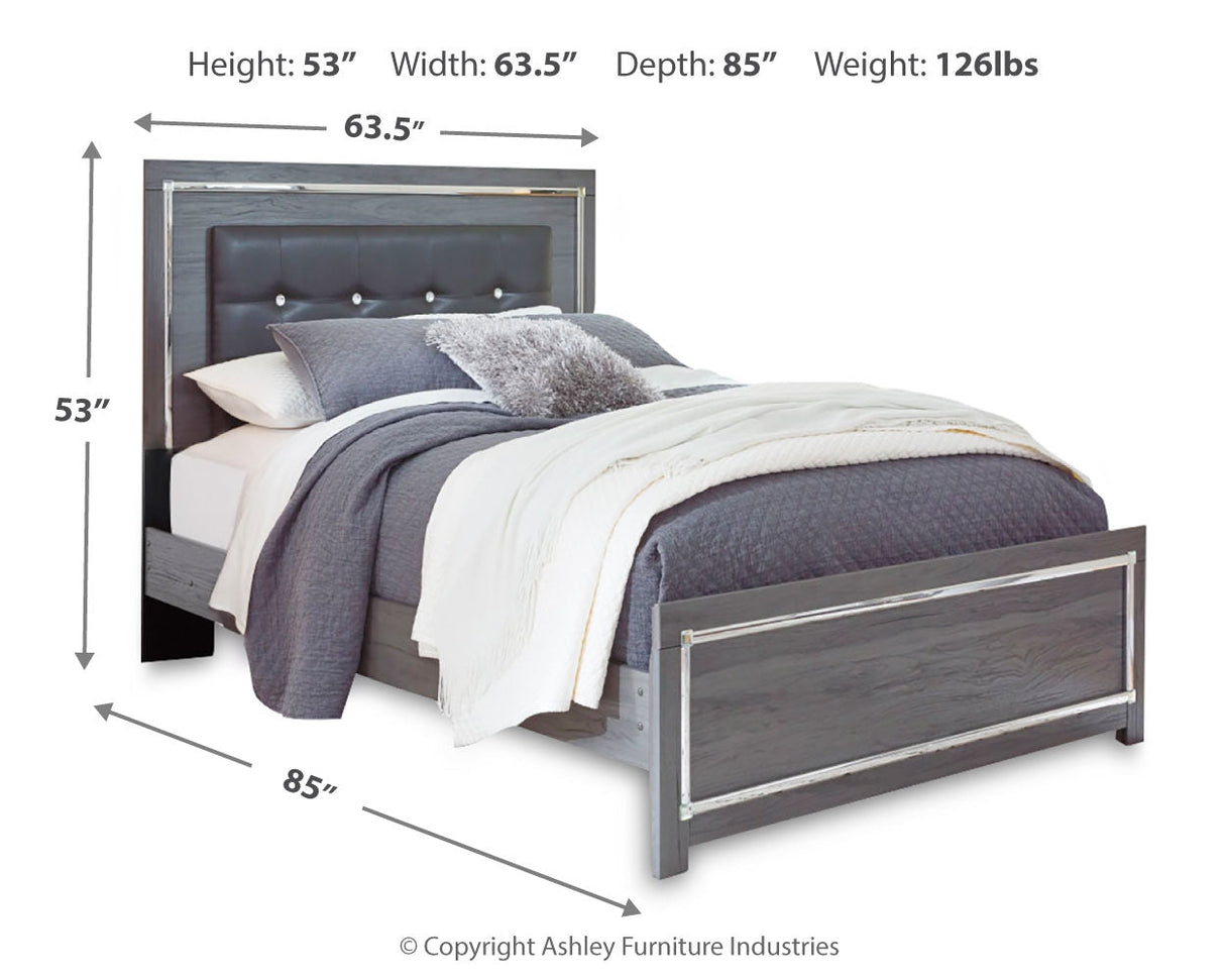 Lodanna Gray LED Upholstered Panel Bedroom Set by Ashley at Eve Furniture