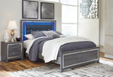 Lodanna Gray LED Upholstered Panel Bedroom Set by Ashley at Eve Furniture