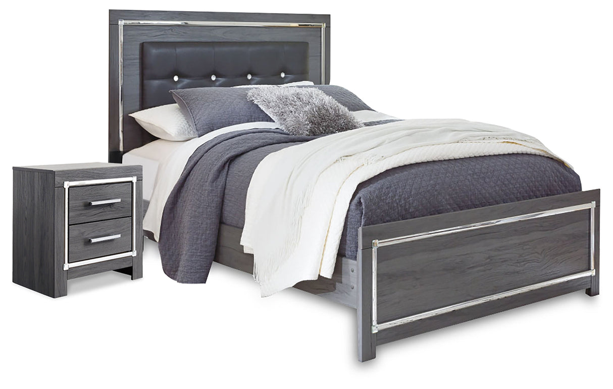 Lodanna Gray LED Upholstered Panel Bedroom Set by Ashley at Eve Furniture