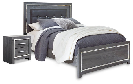 Lodanna Gray LED Upholstered Panel Bedroom Set by Ashley at Eve Furniture