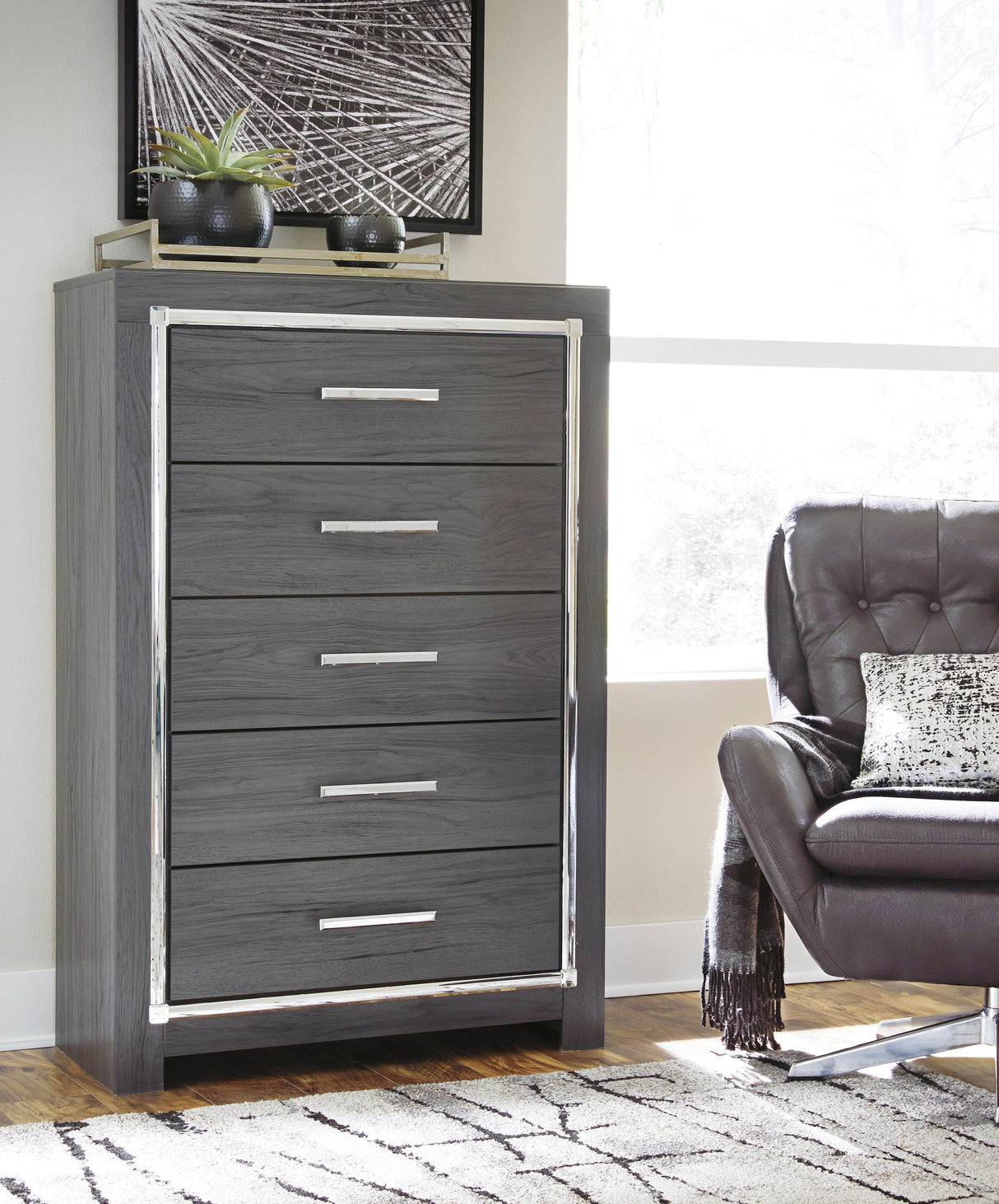 Lodanna Gray LED Upholstered Panel Bedroom Set by Ashley at Eve Furniture