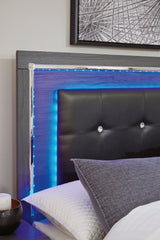 Lodanna Gray LED Upholstered Panel Bedroom Set by Ashley at Eve Furniture