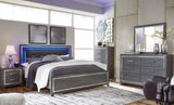 Lodanna Gray LED Upholstered Panel Bedroom Set by Ashley at Eve Furniture