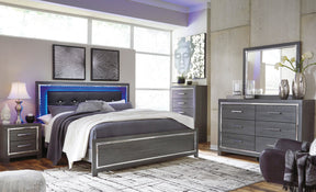 Lodanna Gray LED Upholstered Panel Bedroom Set by Ashley at Eve Furniture