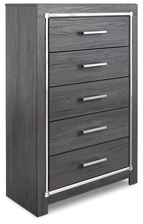 Lodanna Gray LED Upholstered Storage Panel Bedroom Set by Ashley at Eve Furniture