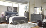 Lodanna Gray LED Upholstered Storage Panel Bedroom Set by Ashley at Eve Furniture
