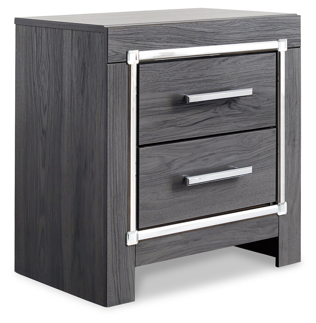 Lodanna Gray LED Upholstered Storage Panel Bedroom Set by Ashley at Eve Furniture