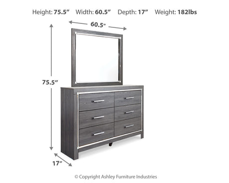 Lodanna Gray LED Upholstered Storage Panel Bedroom Set by Ashley at Eve Furniture
