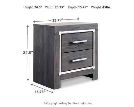 Lodanna Gray LED Upholstered Storage Panel Bedroom Set by Ashley at Eve Furniture