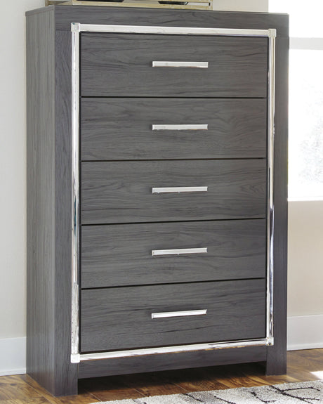 Lodanna Gray LED Upholstered Storage Panel Bedroom Set by Ashley at Eve Furniture