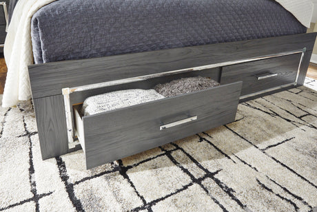 Lodanna Gray LED Upholstered Storage Panel Bedroom Set by Ashley at Eve Furniture