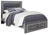 Lodanna Gray LED Upholstered Storage Panel Bedroom Set by Ashley at Eve Furniture