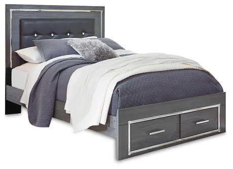 Lodanna Gray LED Upholstered Storage Panel Bedroom Set by Ashley at Eve Furniture