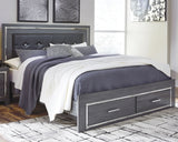 Lodanna Gray LED Upholstered Storage Panel Bedroom Set by Ashley at Eve Furniture