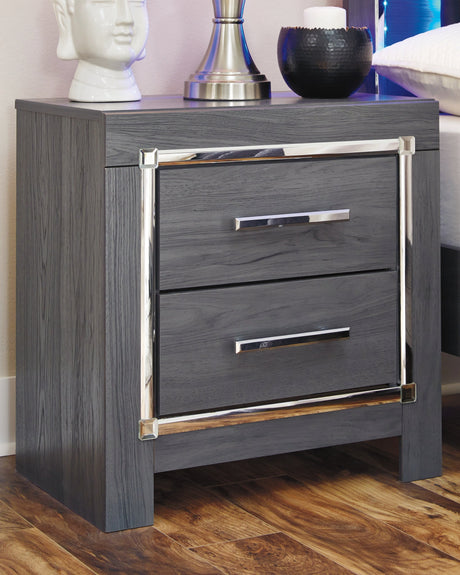 Lodanna Gray LED Upholstered Storage Panel Bedroom Set by Ashley at Eve Furniture