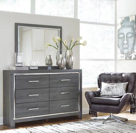 Lodanna Gray LED Upholstered Storage Panel Bedroom Set by Ashley at Eve Furniture