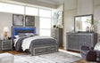 Lodanna Gray LED Upholstered Storage Panel Bedroom Set by Ashley at Eve Furniture